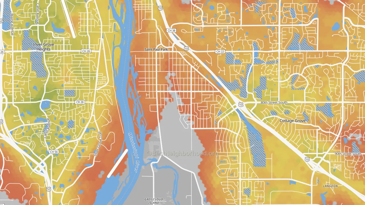 Bike Grade map of 55071, MN
