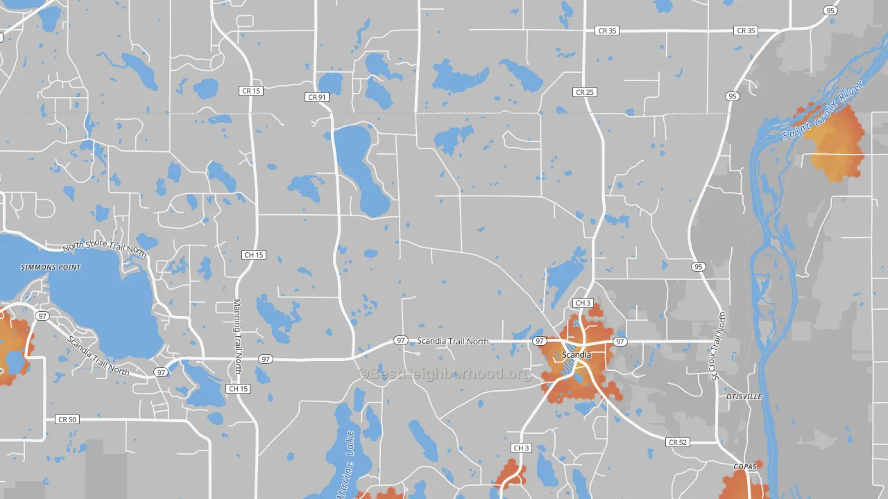 Bike Grade map of 55073, MN