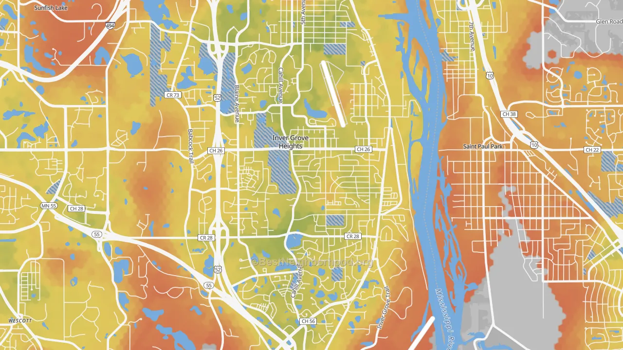 Bike Grade map of 55076, MN