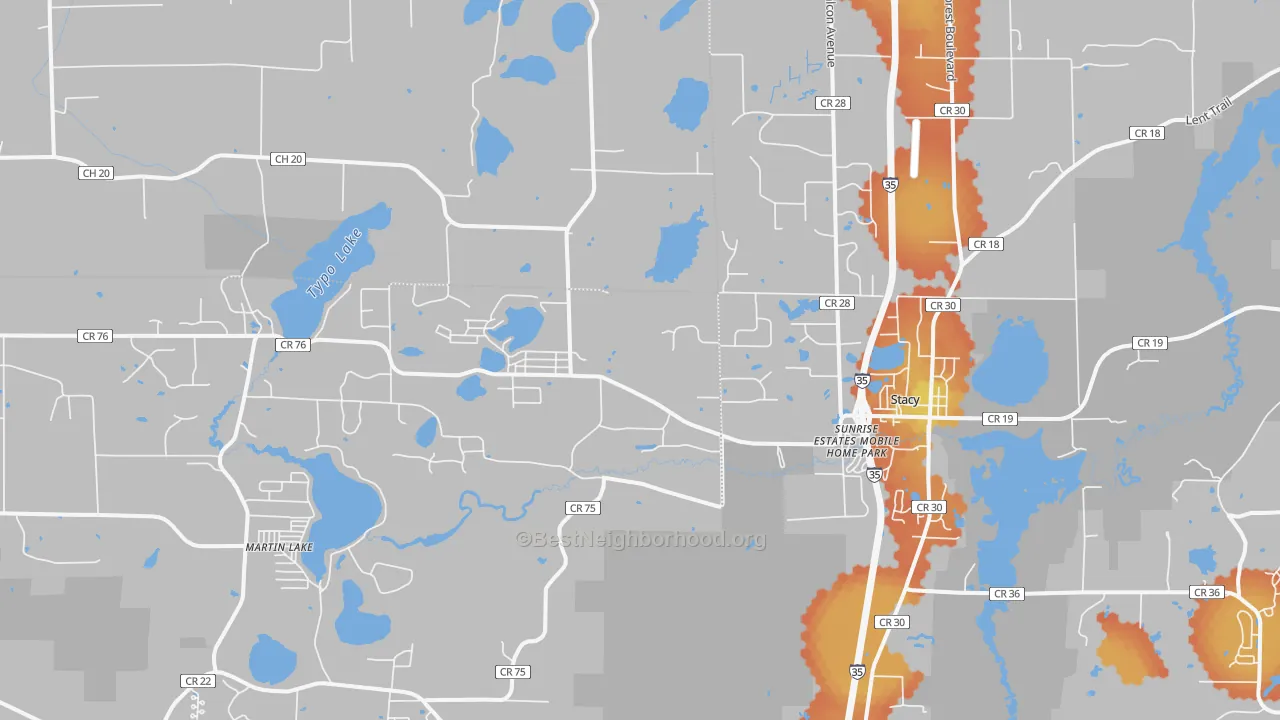 Bike Grade map of 55079, MN