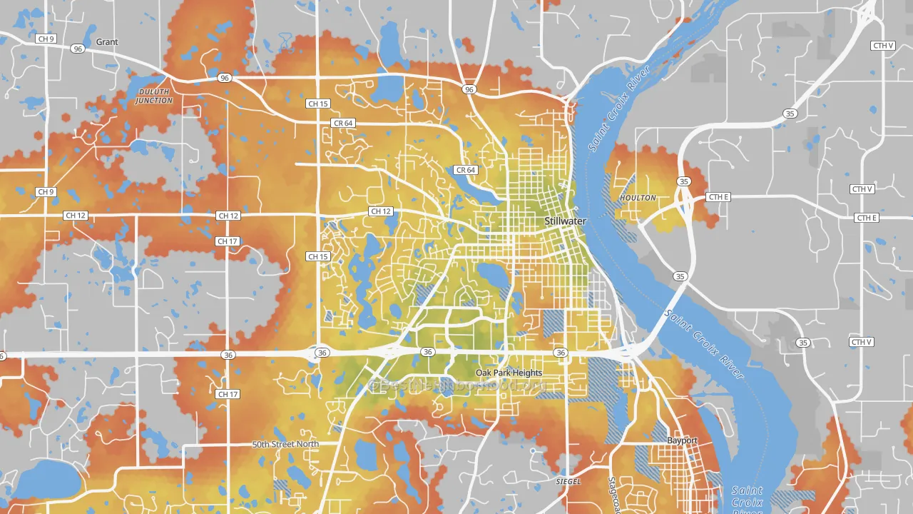 Bike Grade map of 55082, MN