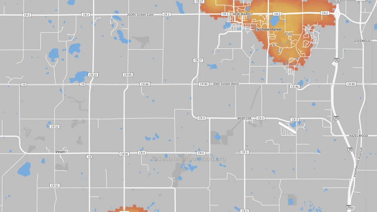Bike Grade map of 55088, MN