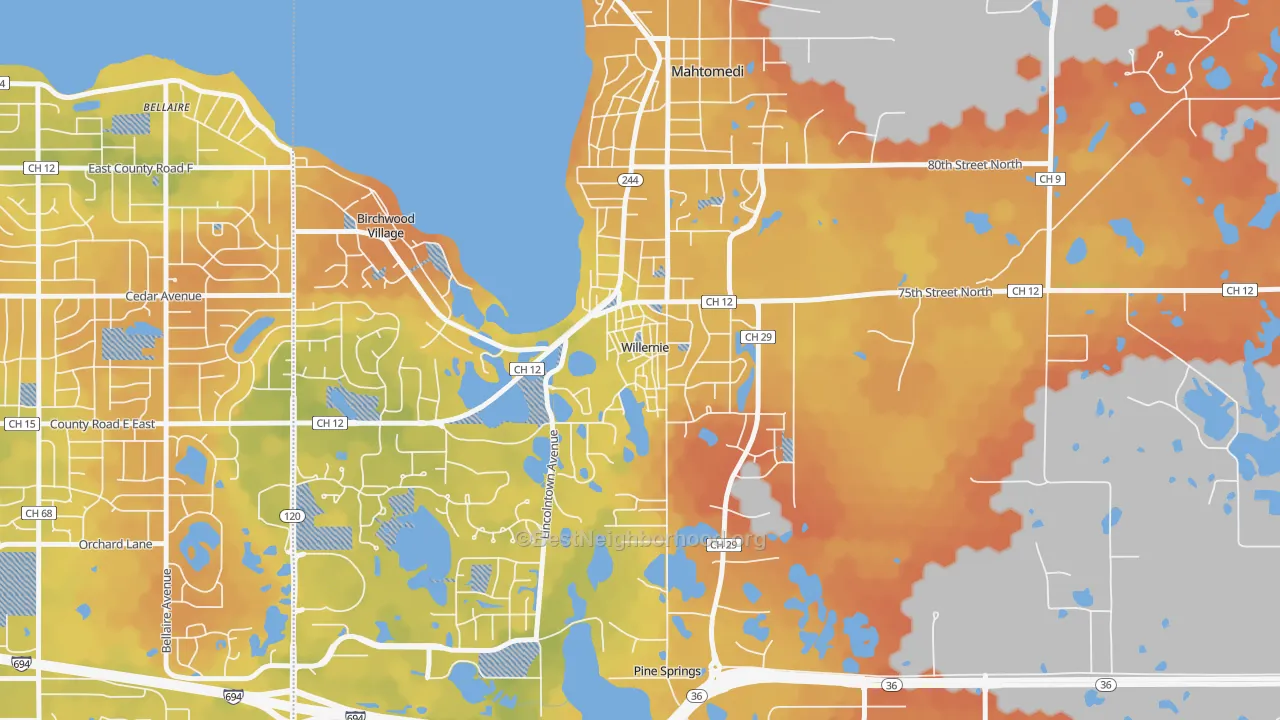 Bike Grade map of 55090, MN