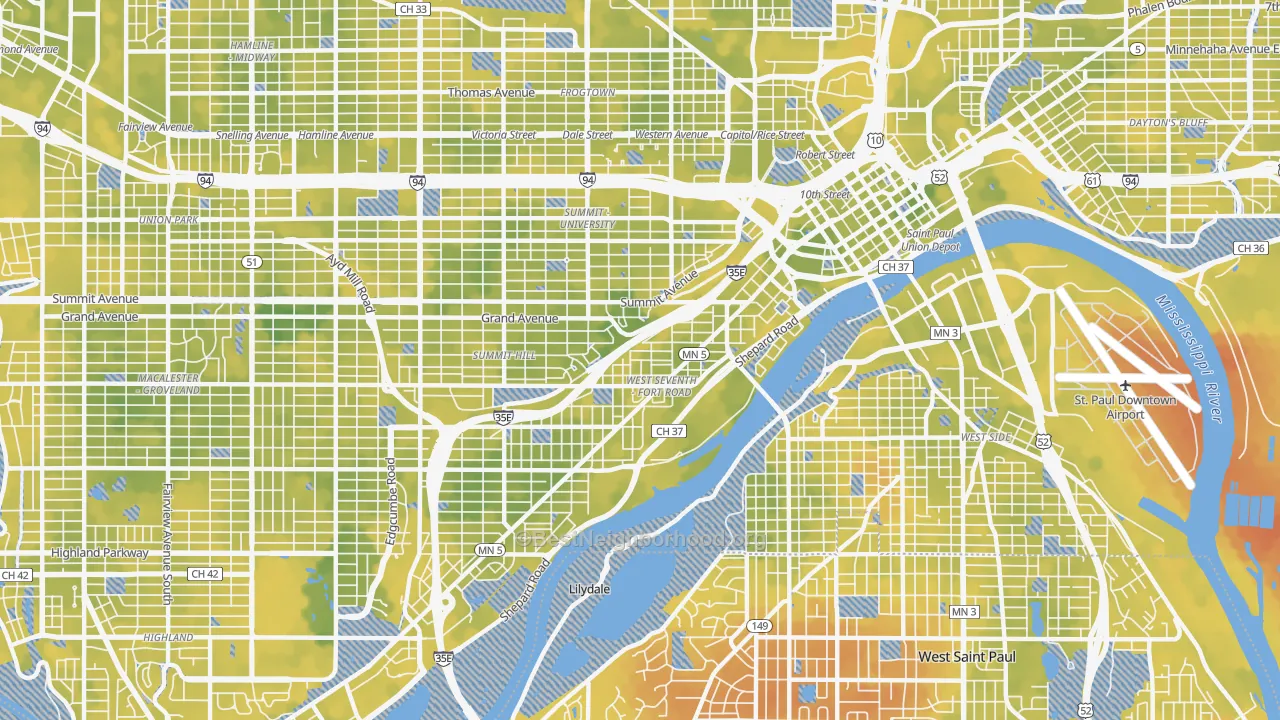 Bike Grade map of 55102, MN