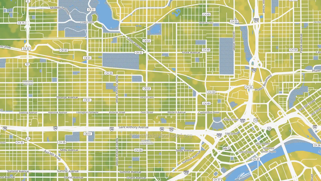 Bike Grade map of 55103, MN
