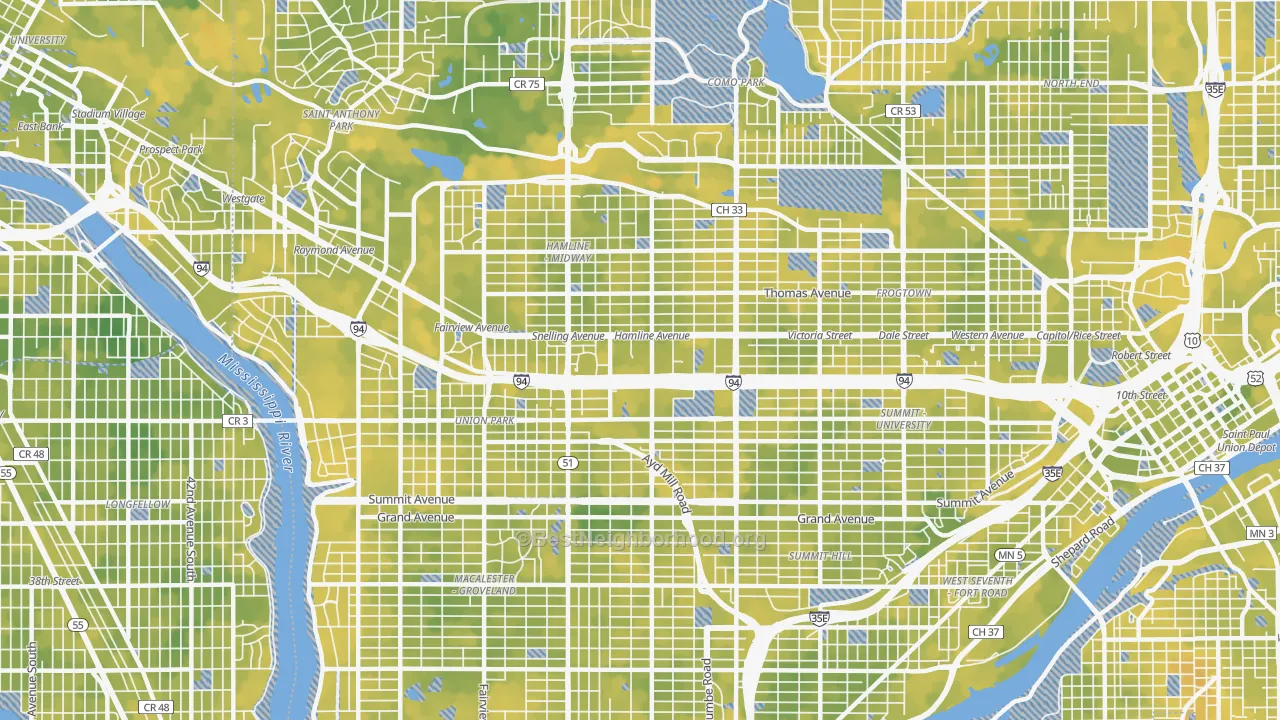 Bike Grade map of 55104, MN