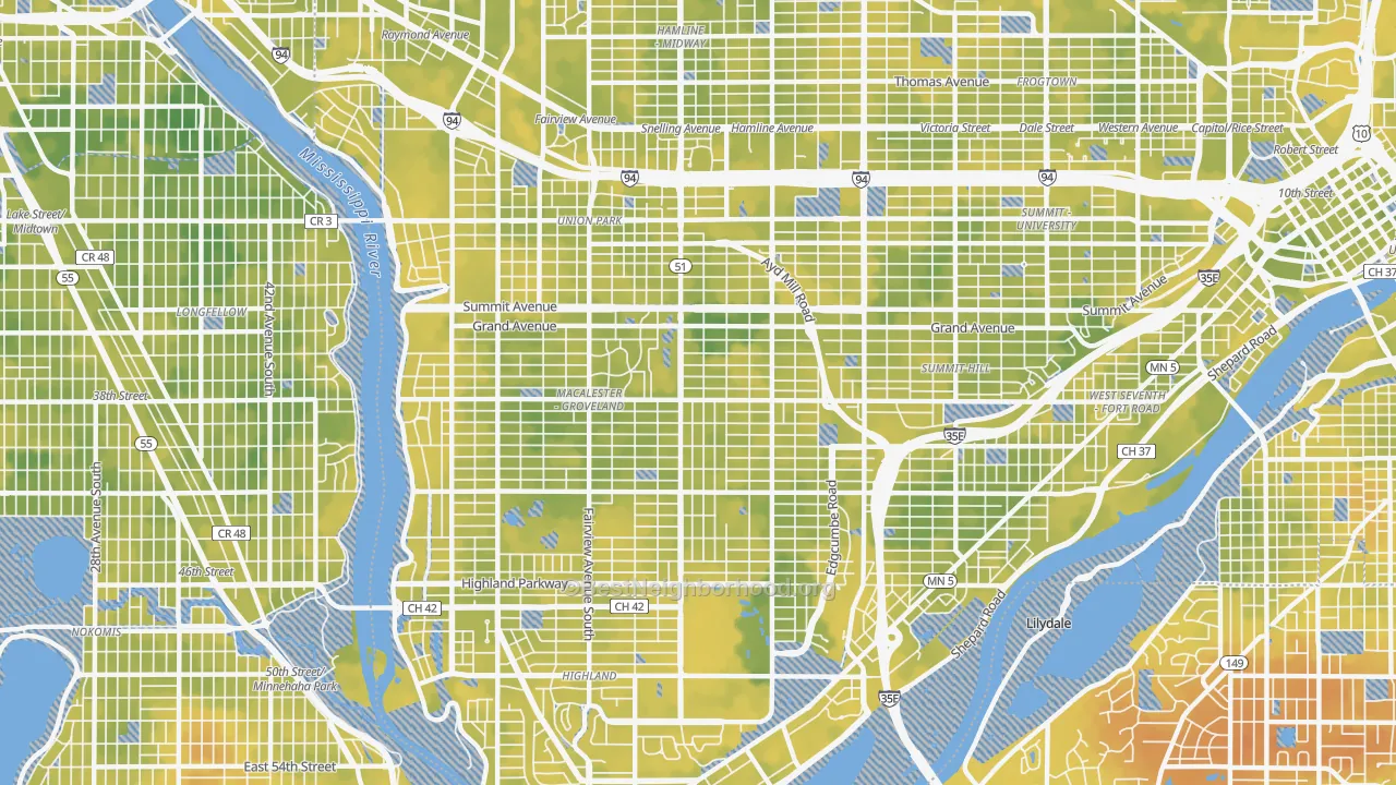Bike Grade map of 55105, MN