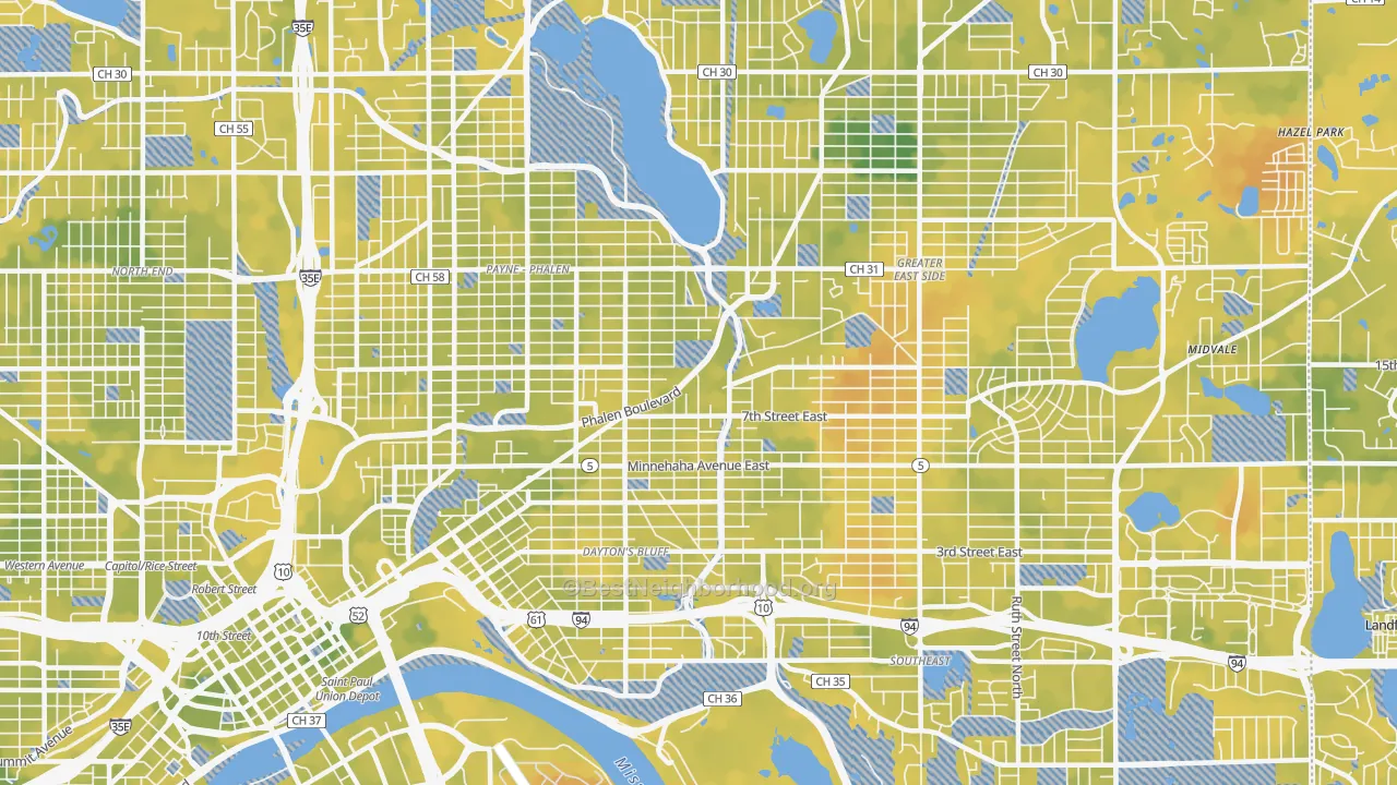 Bike Grade map of 55106, MN
