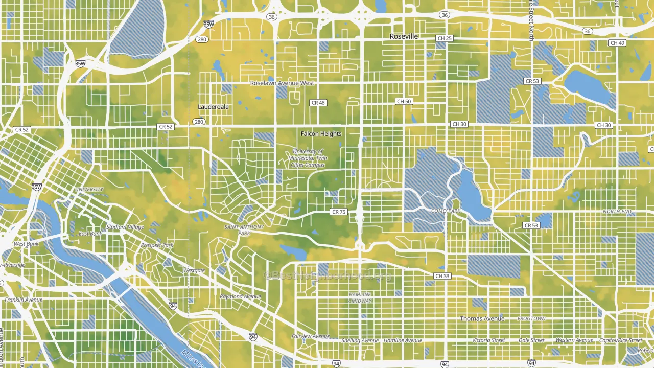 Bike Grade map of 55108, MN