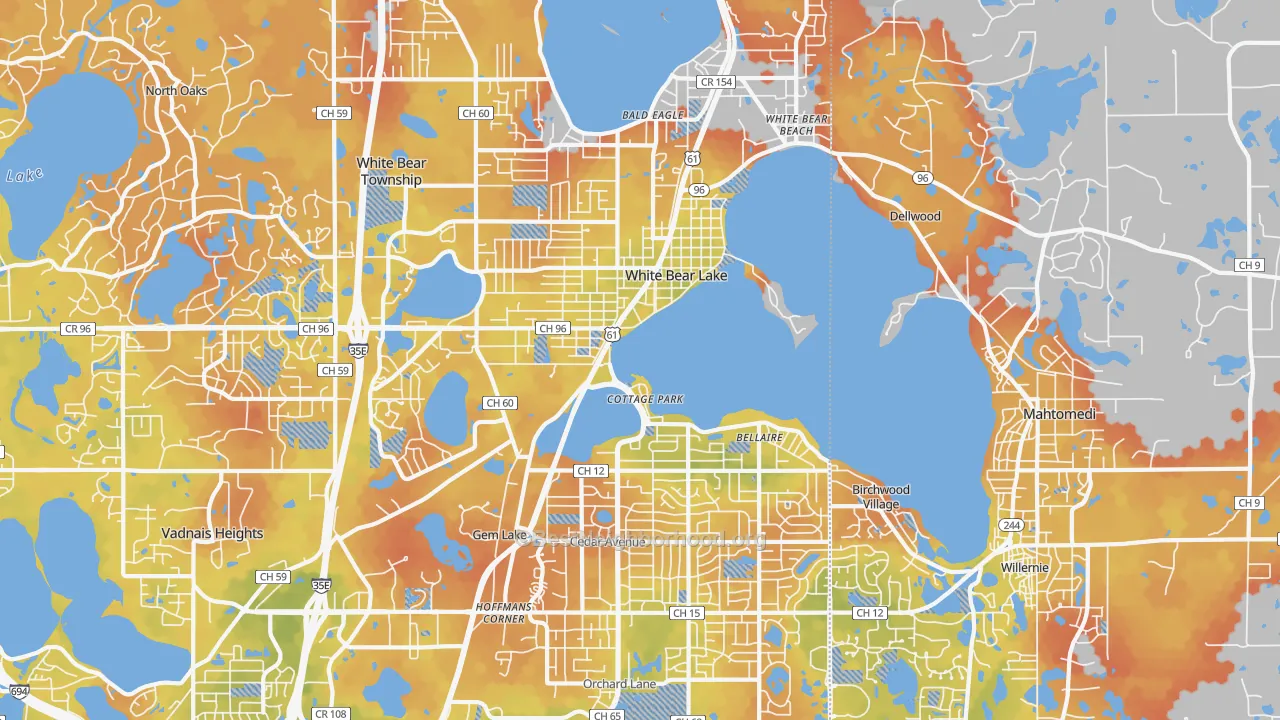 Bike Grade map of 55110, MN