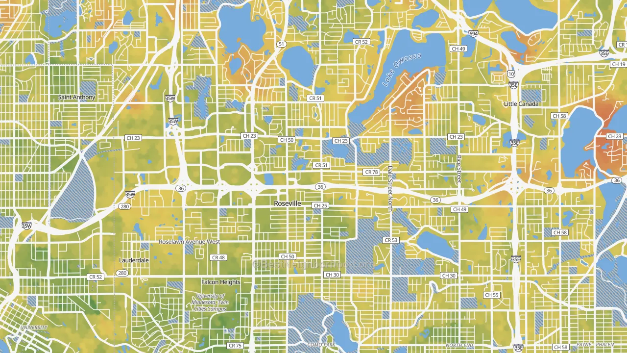 Bike Grade map of 55113, MN