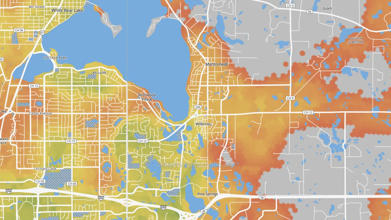 Bike Grade map of 55115, MN