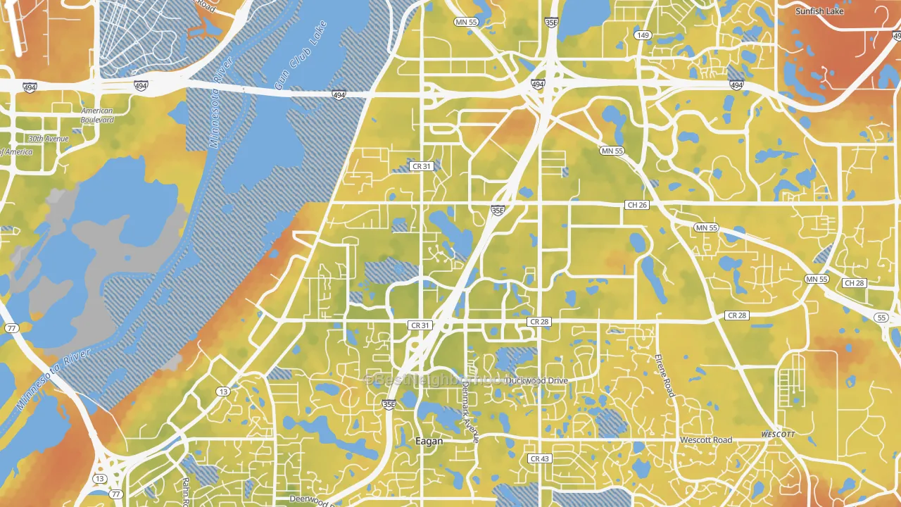 Bike Grade map of 55121, MN