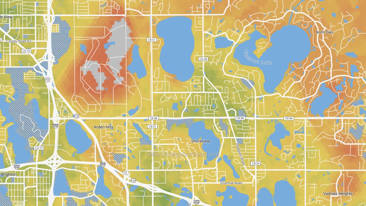 Bike Grade map of 55126, MN