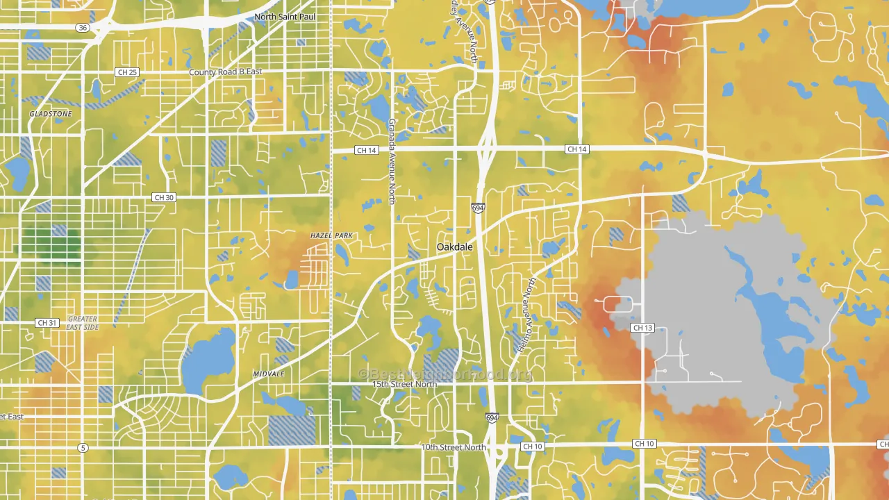 Bike Grade map of 55128, MN