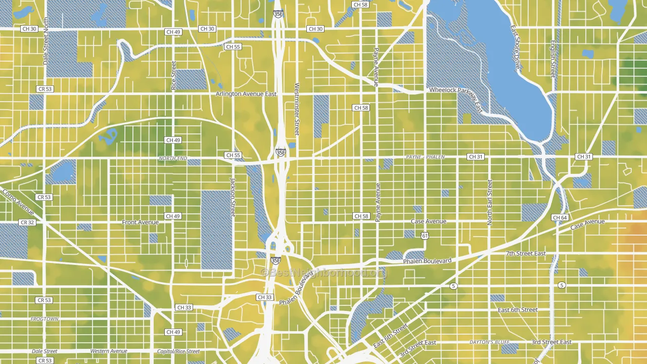 Bike Grade map of 55130, MN