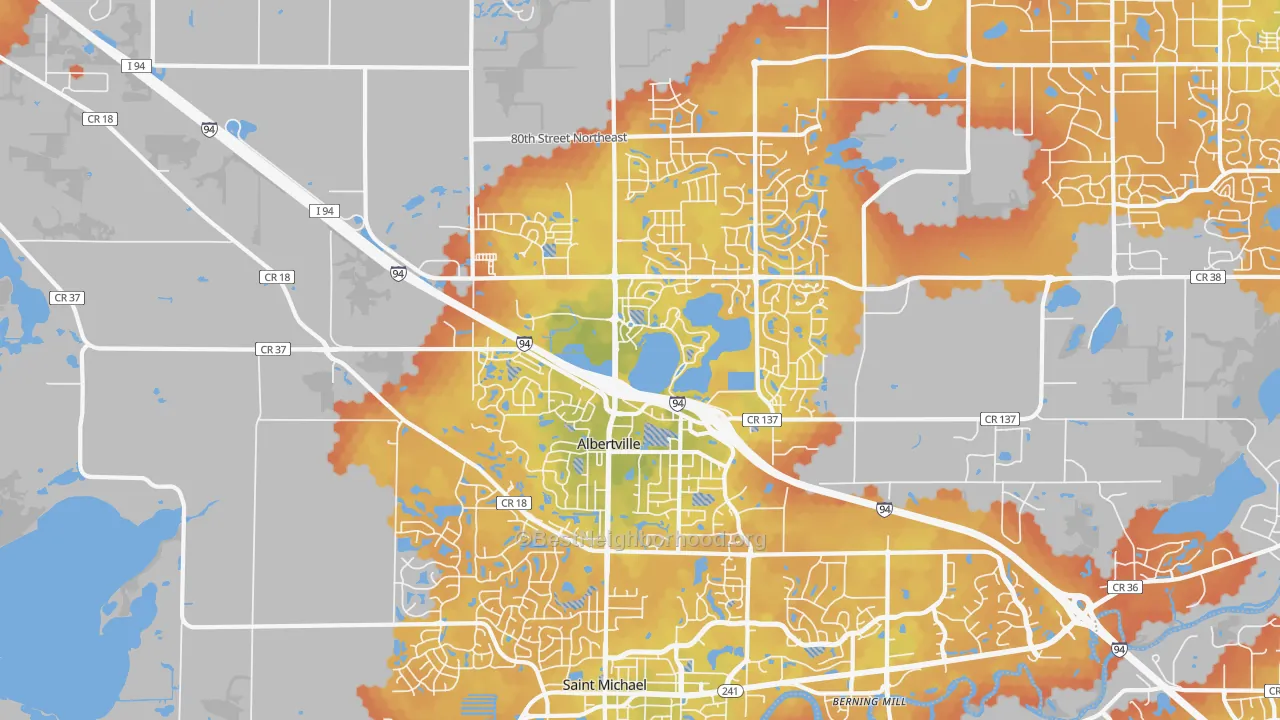Bike Grade map of 55301, MN