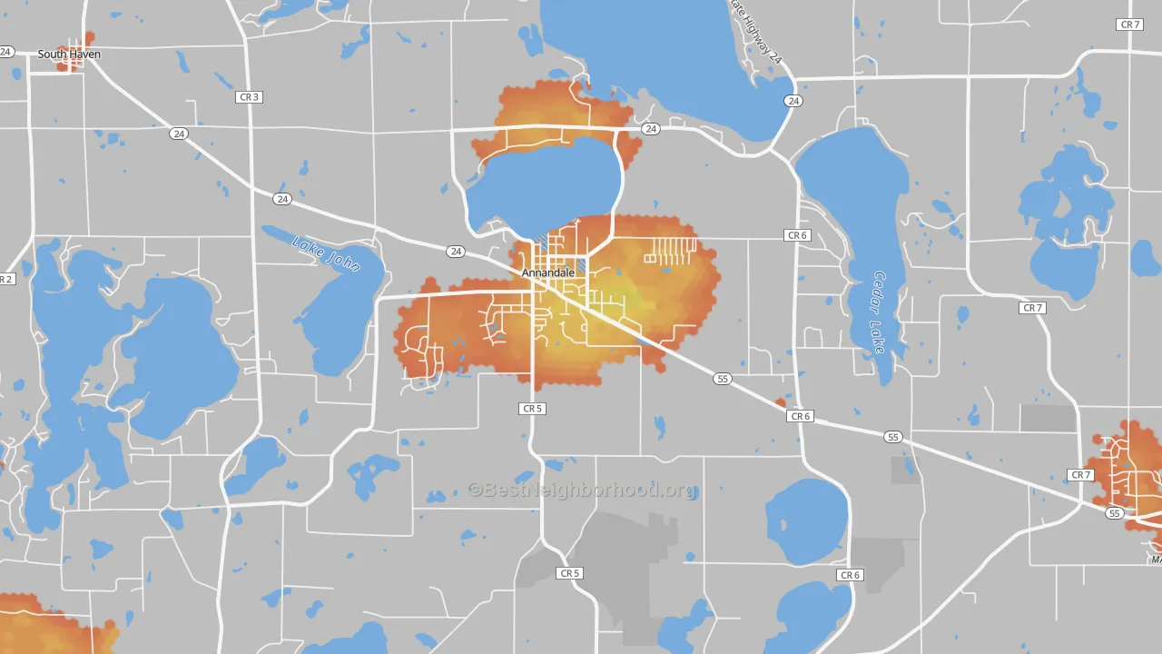 Bike Grade map of 55302, MN