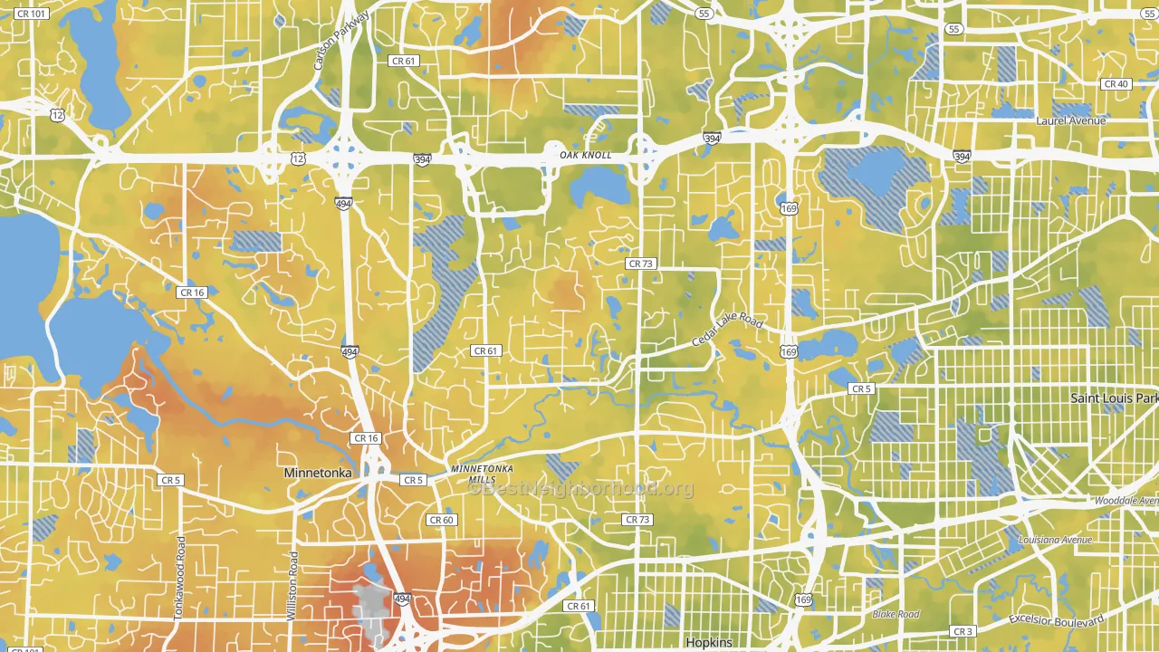 Bike Grade map of 55305, MN