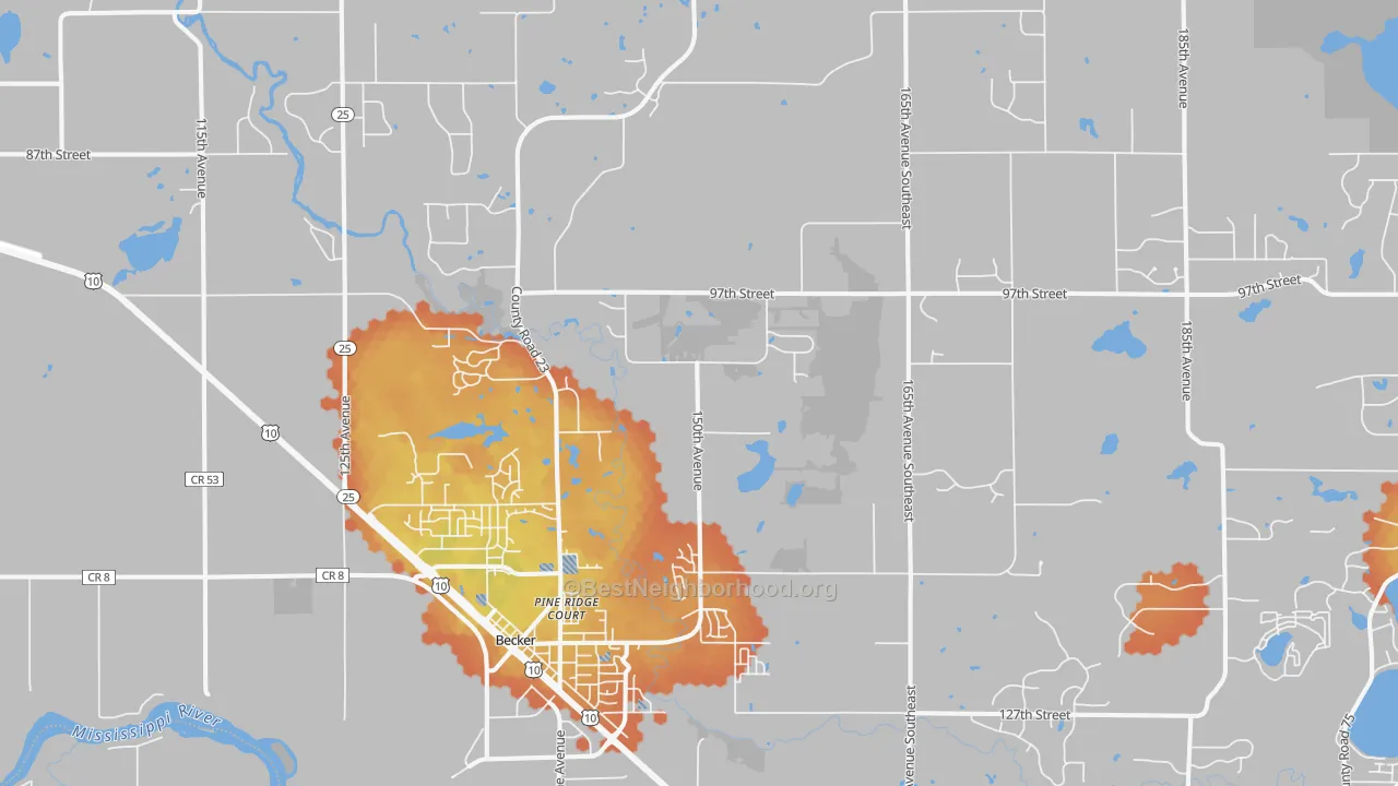 Bike Grade map of 55308, MN