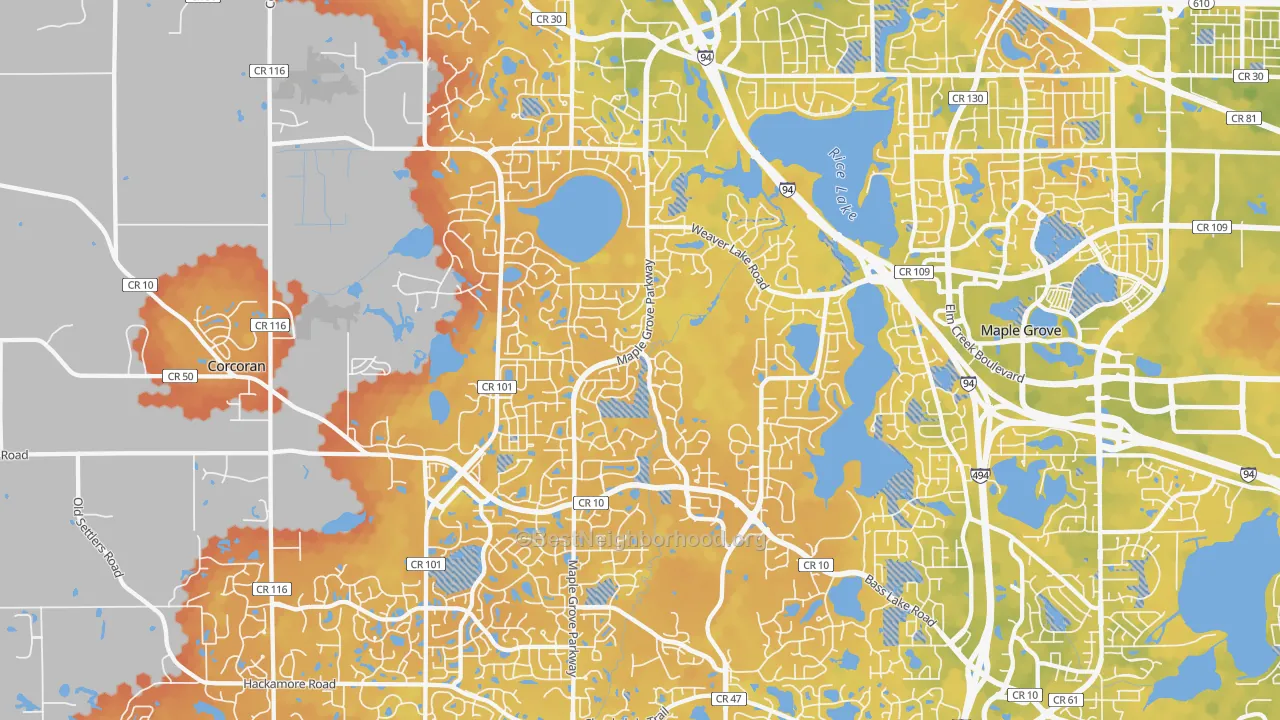 Bike Grade map of 55311, MN