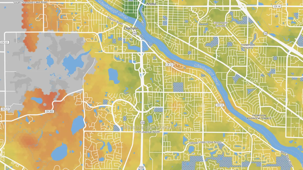 Bike Grade map of 55316, MN