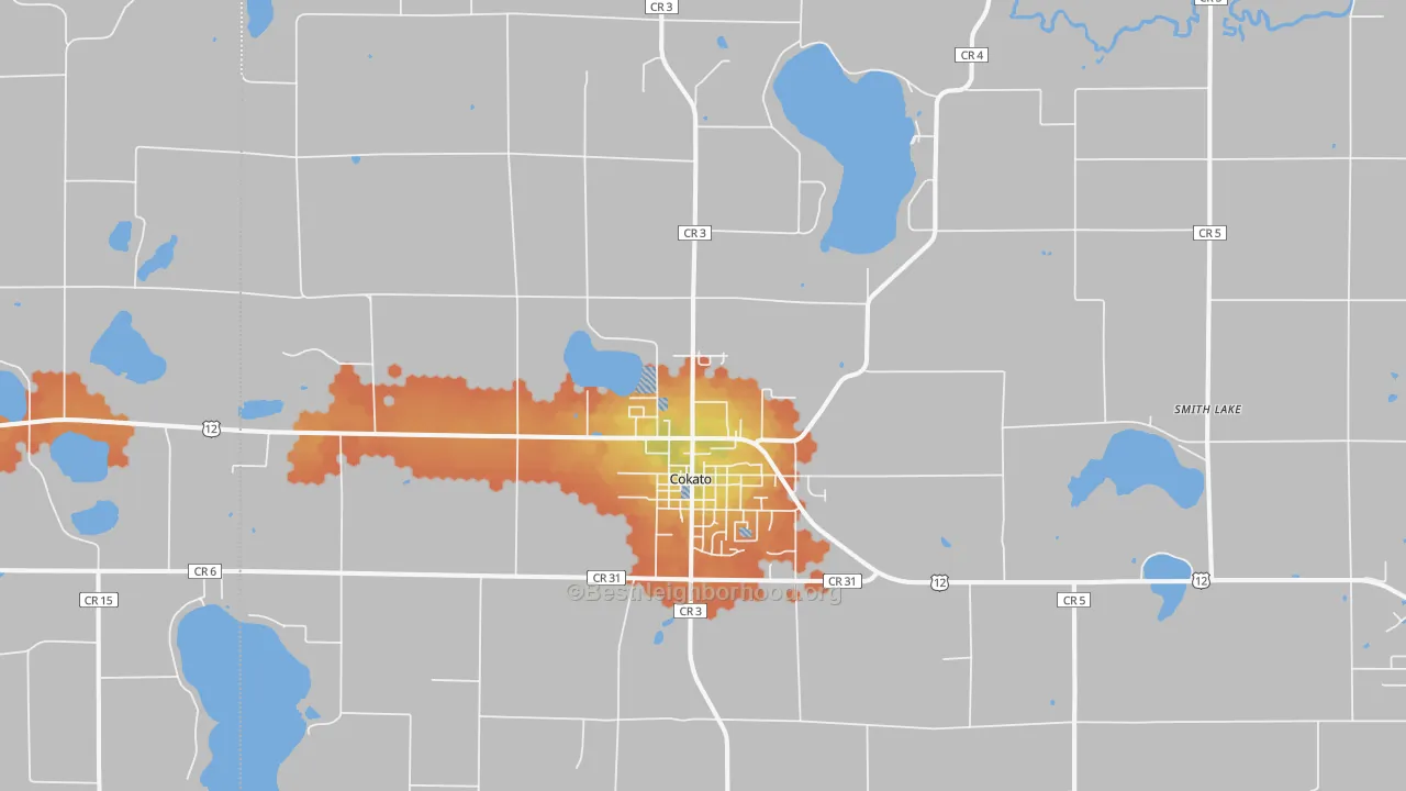 Bike Grade map of 55321, MN