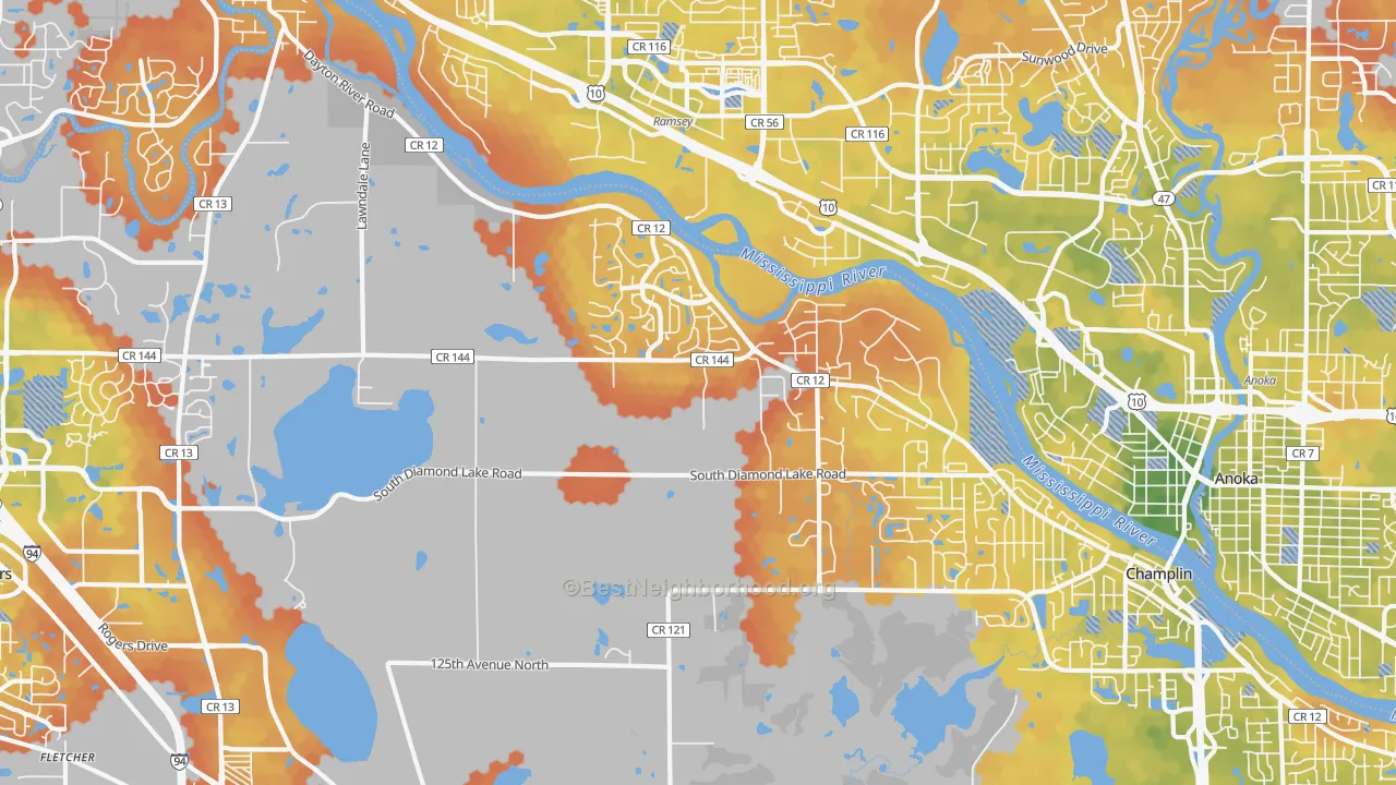 Bike Grade map of 55327, MN