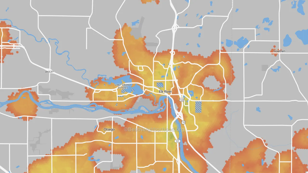 Bike Grade map of 55330, MN