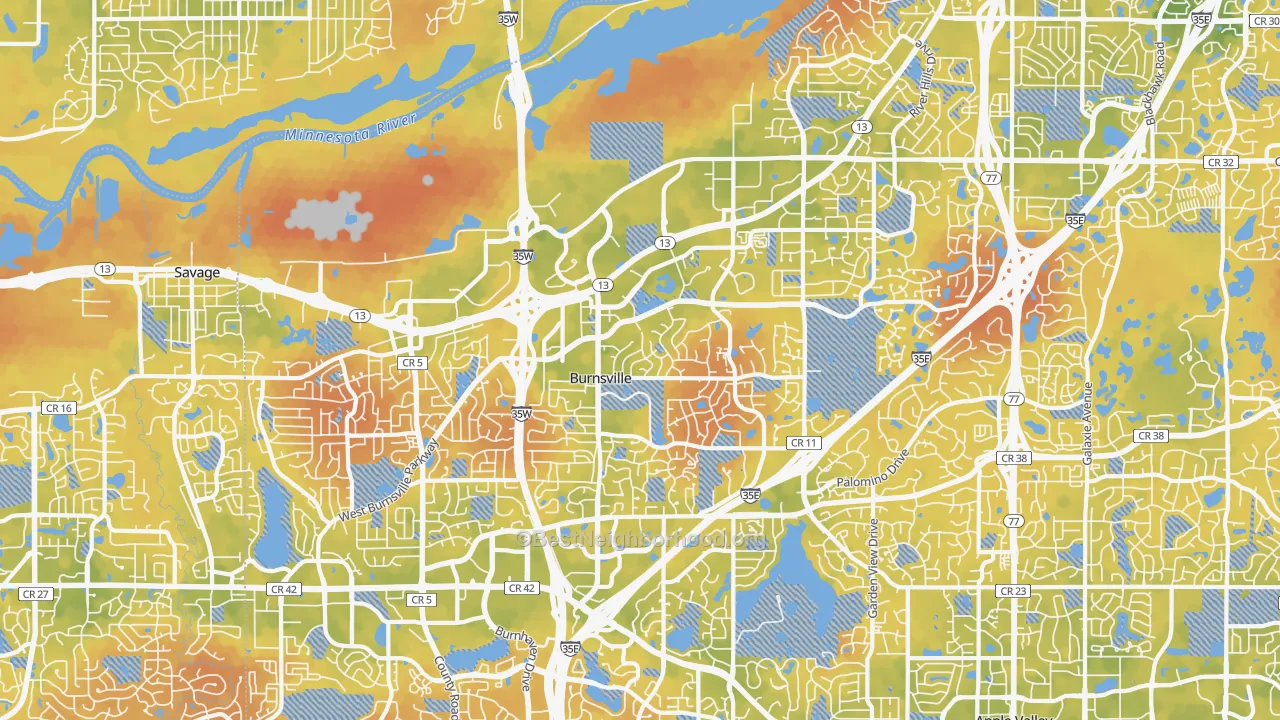 Bike Grade map of 55337, MN