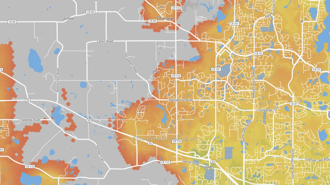 Bike Grade map of 55340, MN