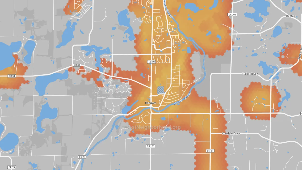 Bike Grade map of 55341, MN