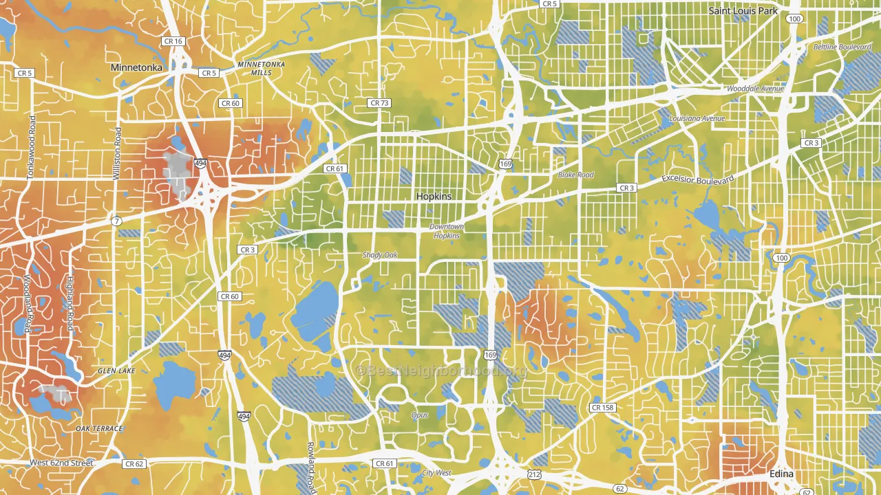 Bike Grade map of 55343, MN