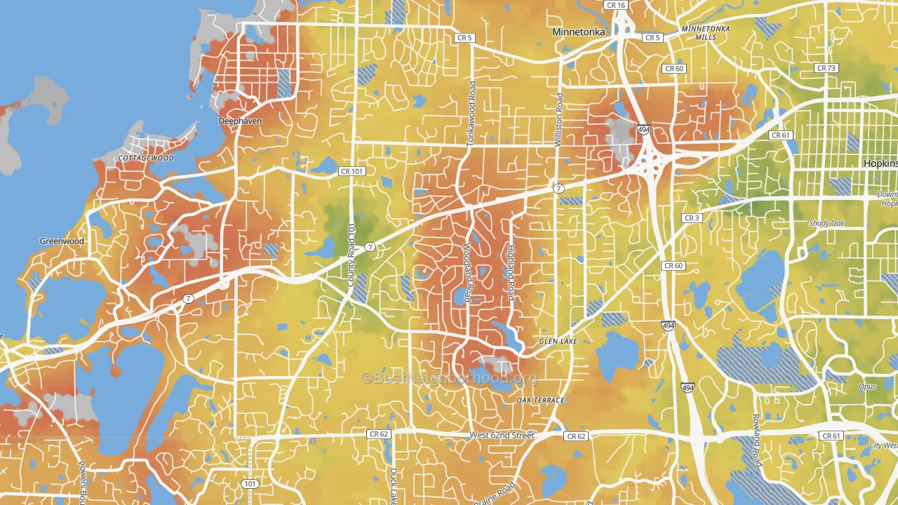 Bike Grade map of 55345, MN