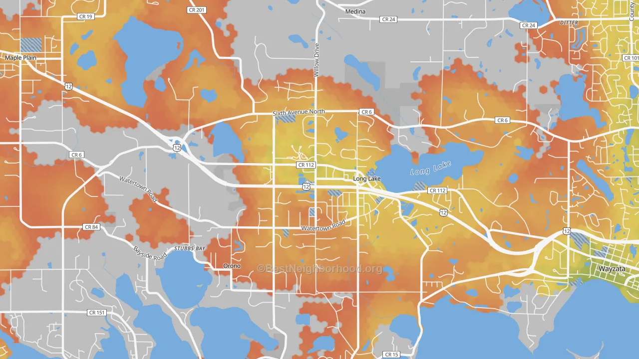Bike Grade map of 55356, MN