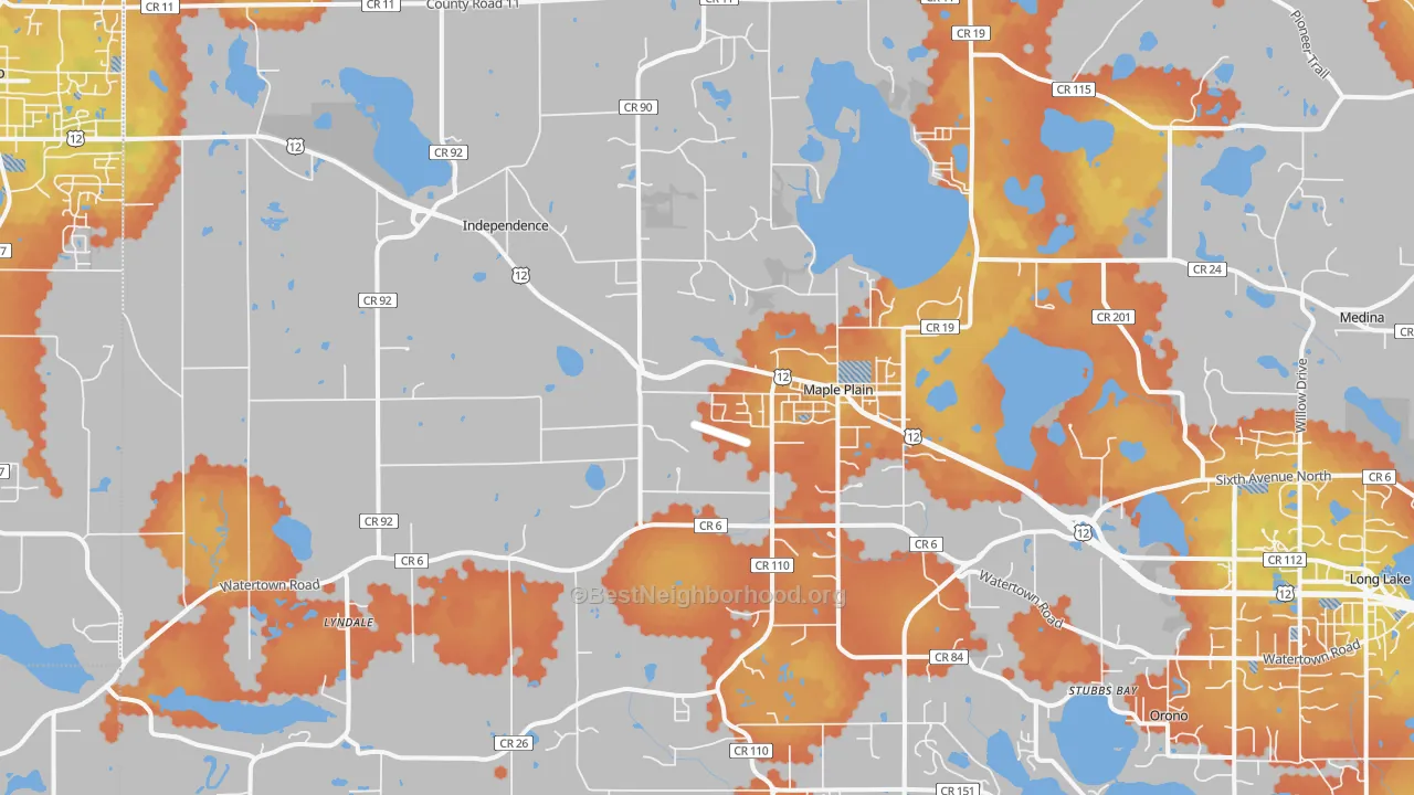 Bike Grade map of 55359, MN