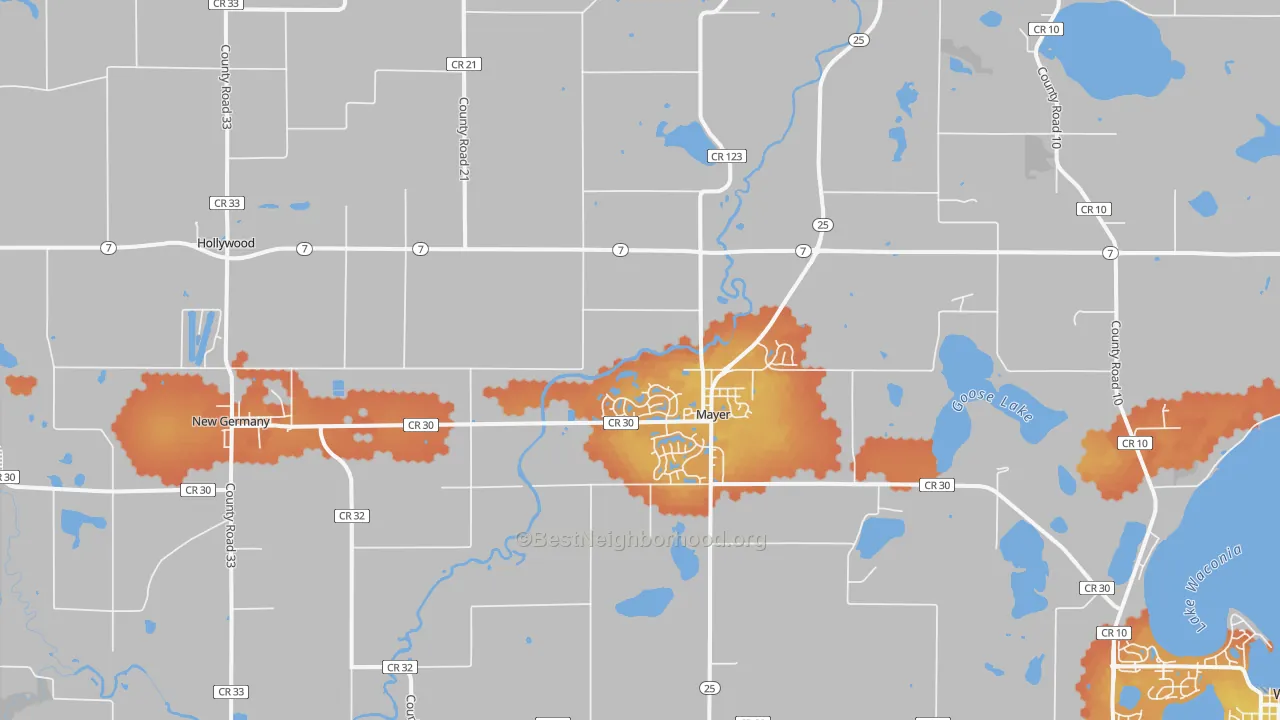 Bike Grade map of 55360, MN