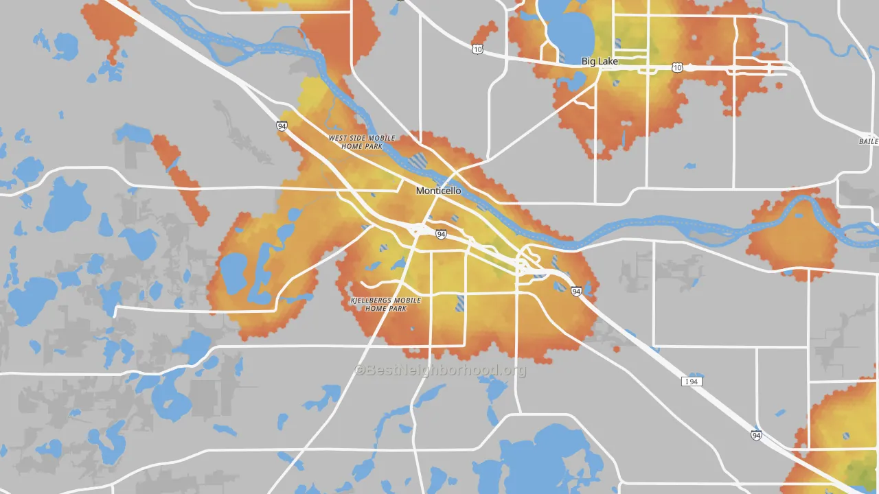 Bike Grade map of 55362, MN