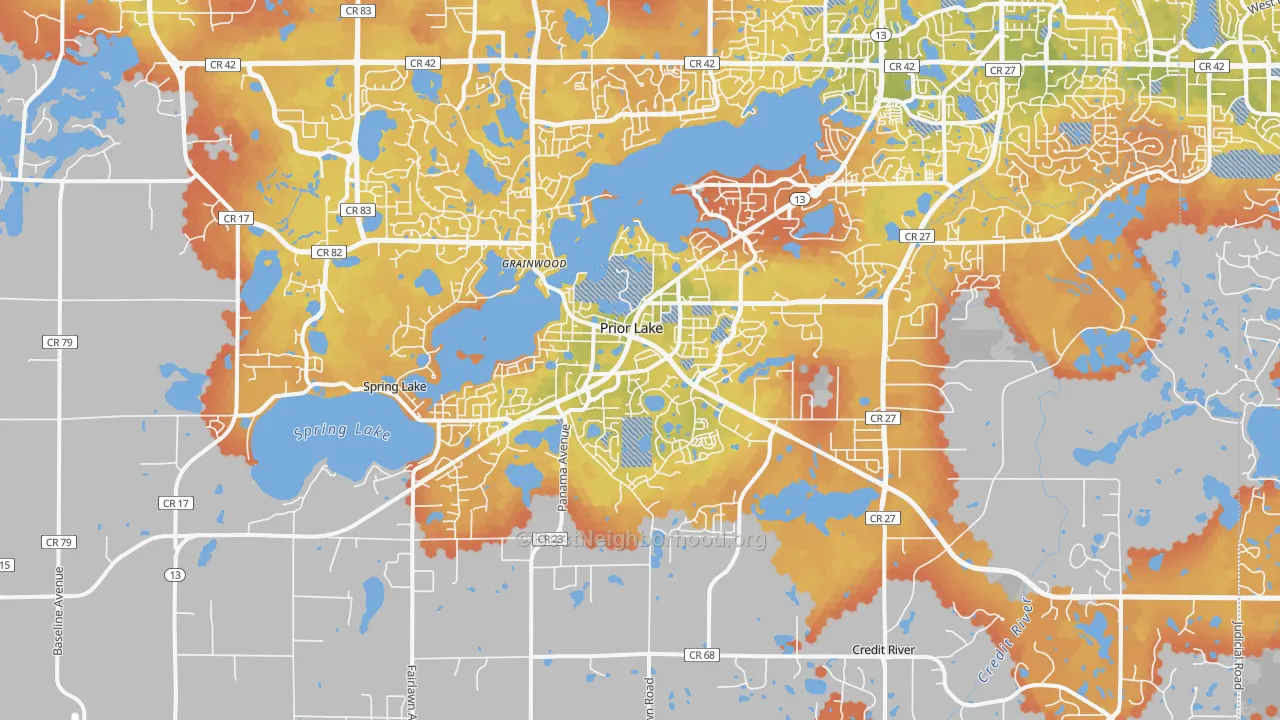 Bike Grade map of 55372, MN