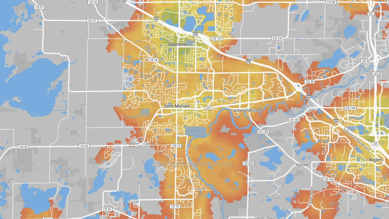 Bike Grade map of 55376, MN