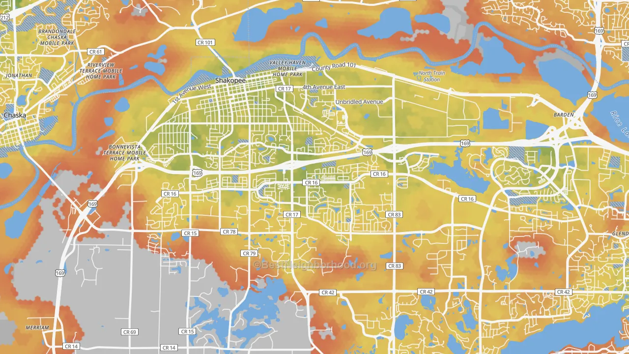 Bike Grade map of 55379, MN