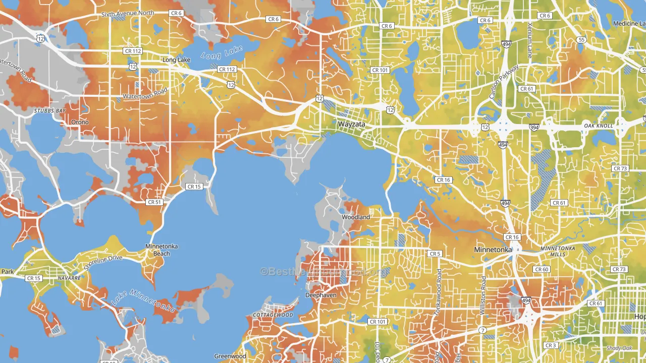 Bike Grade map of 55391, MN
