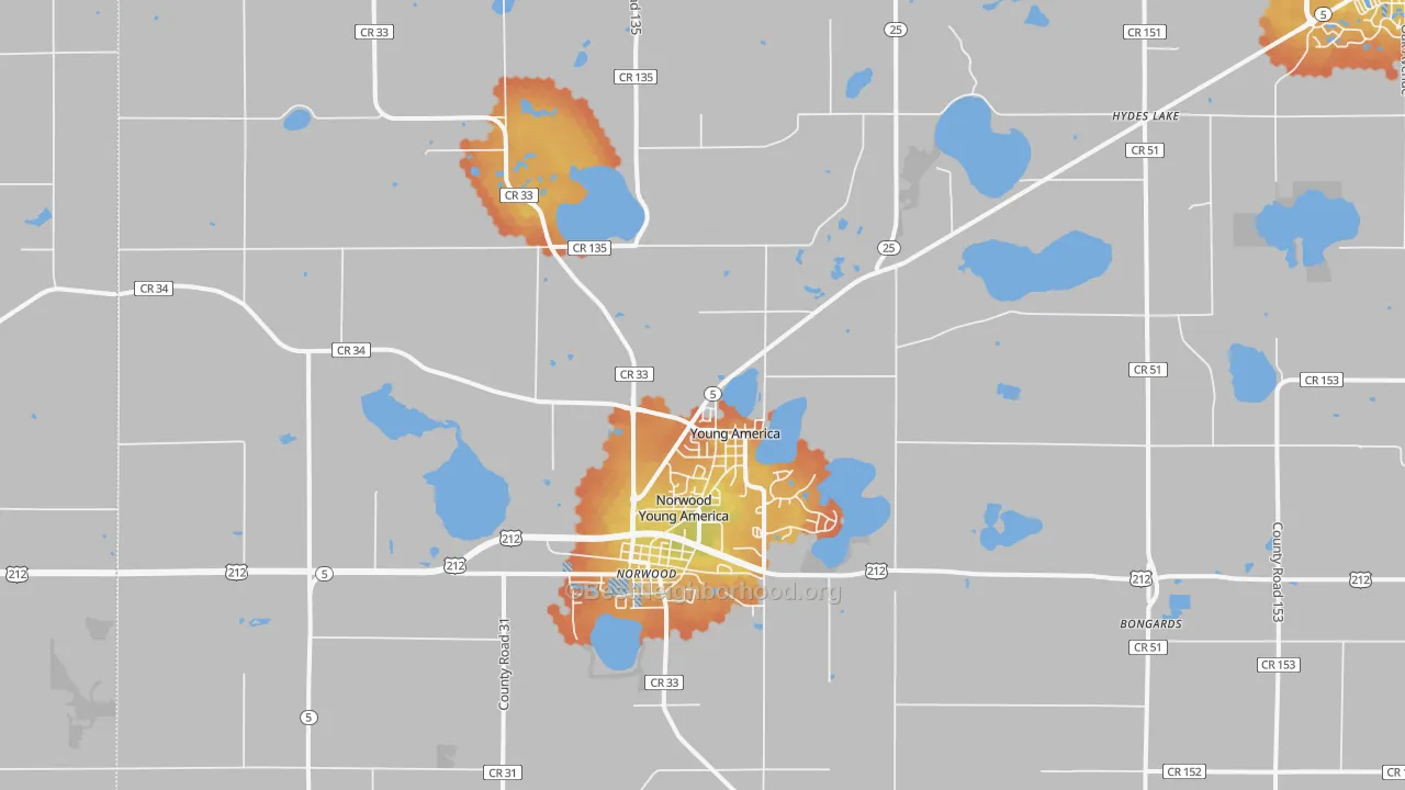 Bike Grade map of 55397, MN