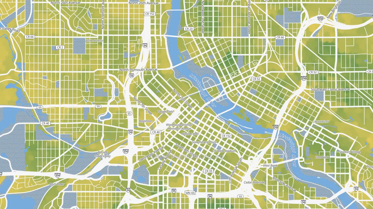 Bike Grade map of 55401, MN