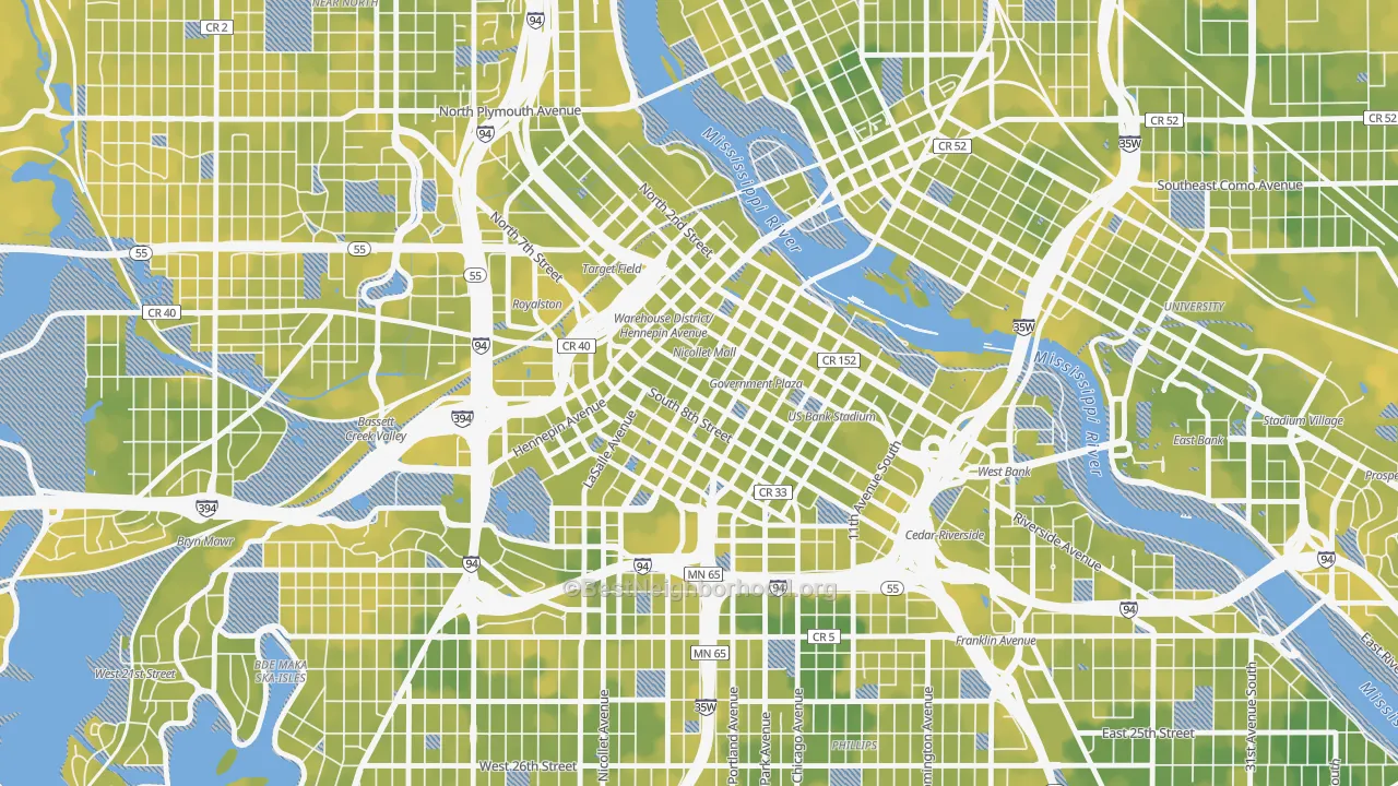 Bike Grade map of 55402, MN
