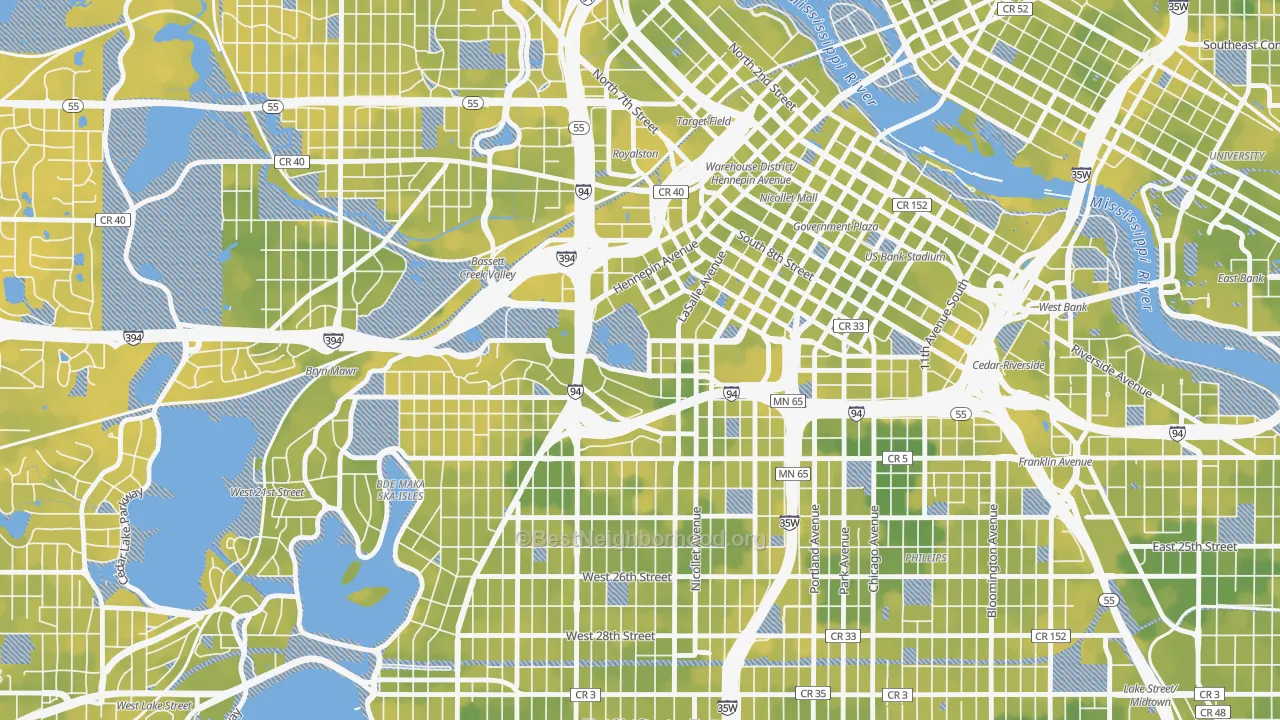 Bike Grade map of 55403, MN