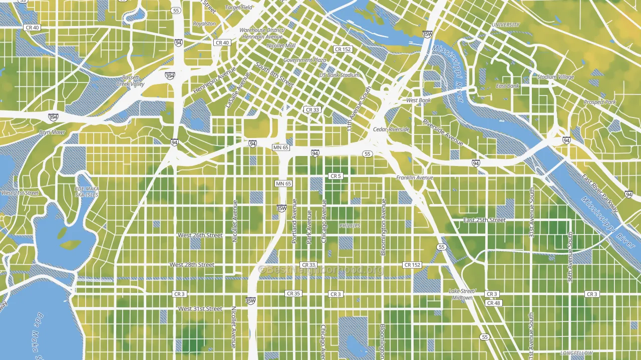 Bike Grade map of 55404, MN