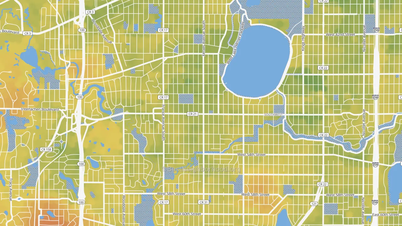 Bike Grade map of 55410, MN