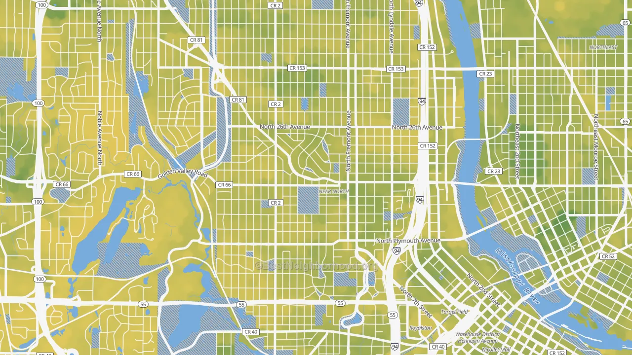 Bike Grade map of 55411, MN