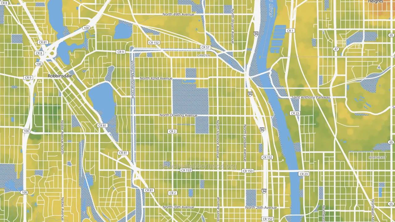Bike Grade map of 55412, MN